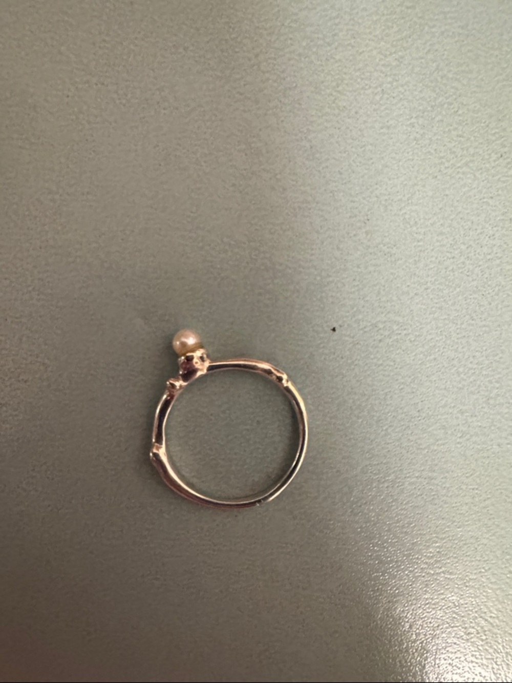 Silver Pearl Accent Ring - Minimal Pearl Stackable Ring - Picture 4 of 4